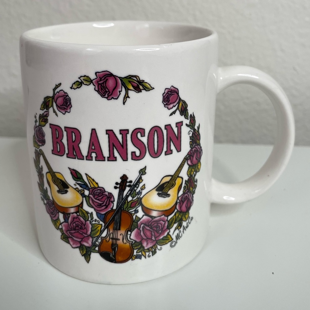 Branson Coffee Mug - Floral Guitar And Fiddle Design